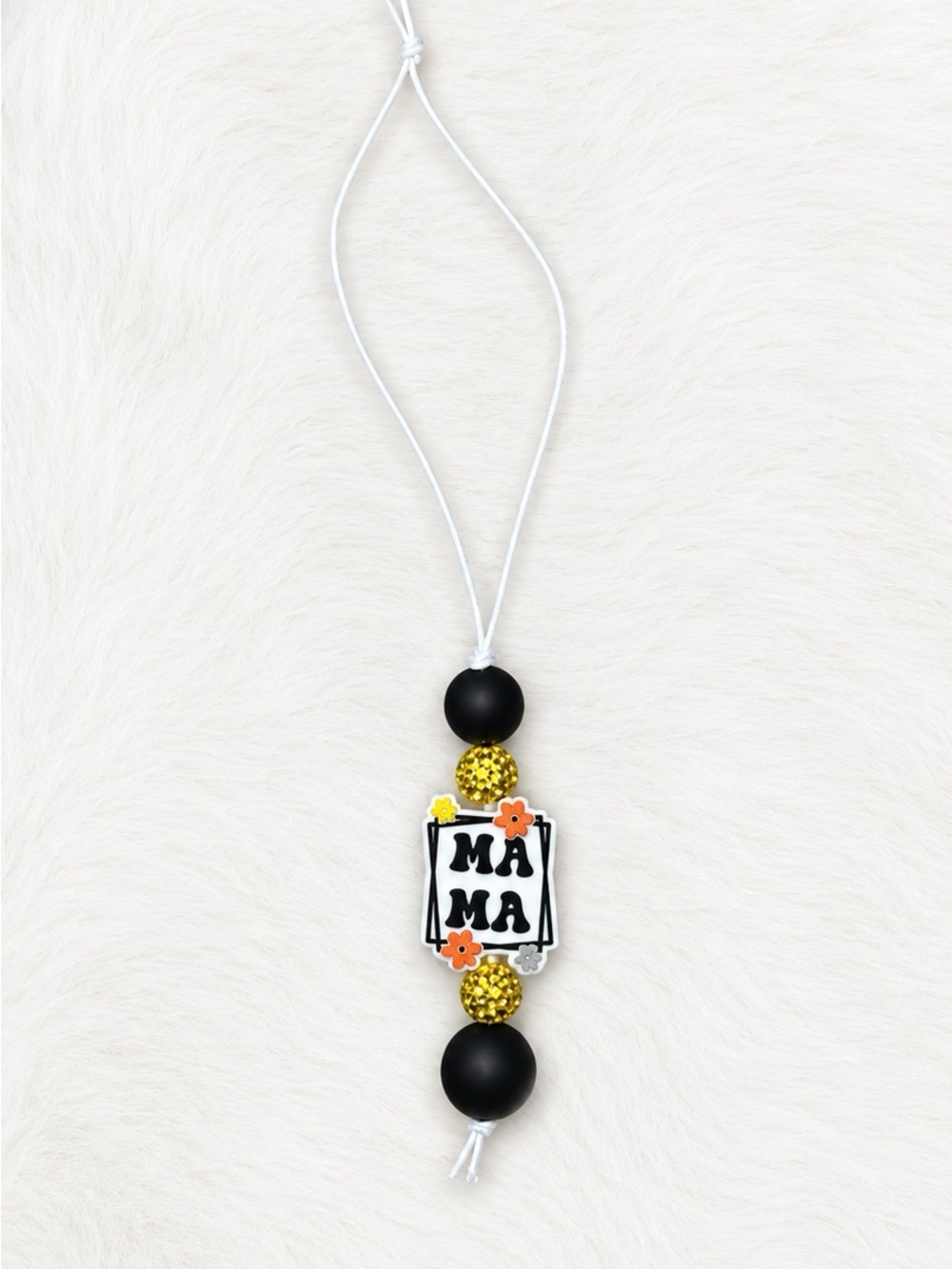 Mama Car Charm with Black, Gold & Orange Accents